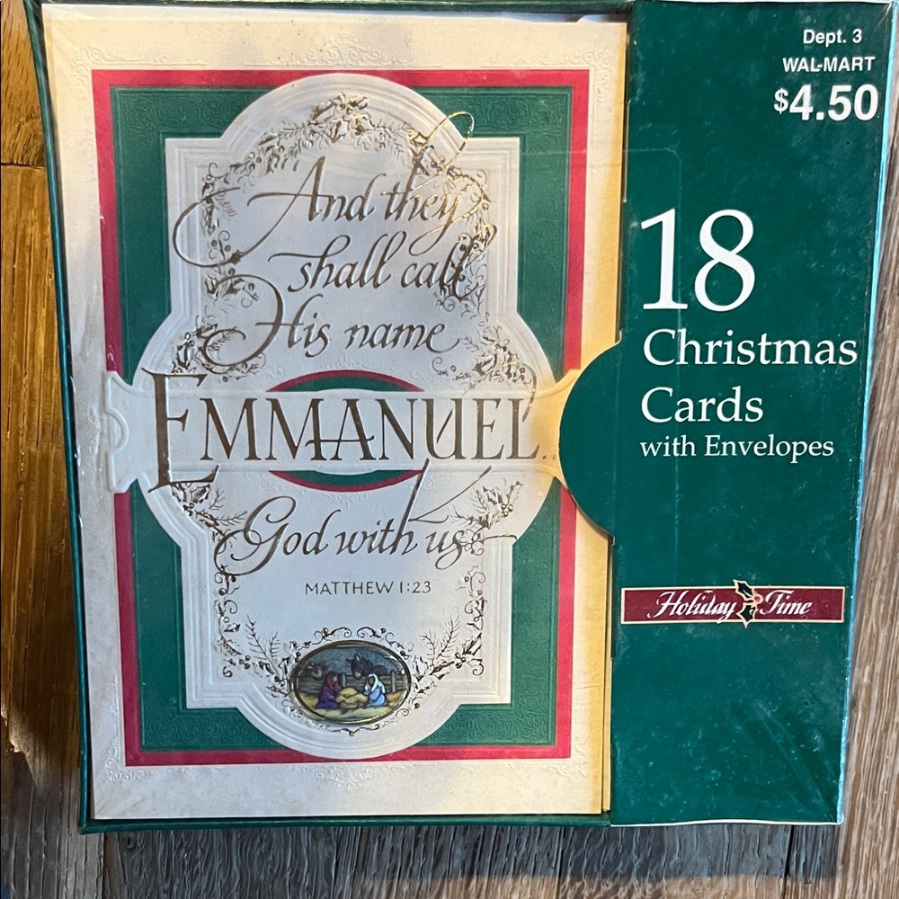 Holiday Time Green and Red Christmas Card Set